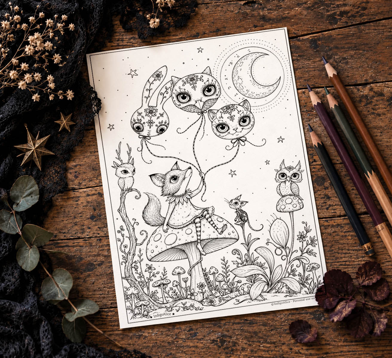 Enchanted Woodland Printable Colouring Page