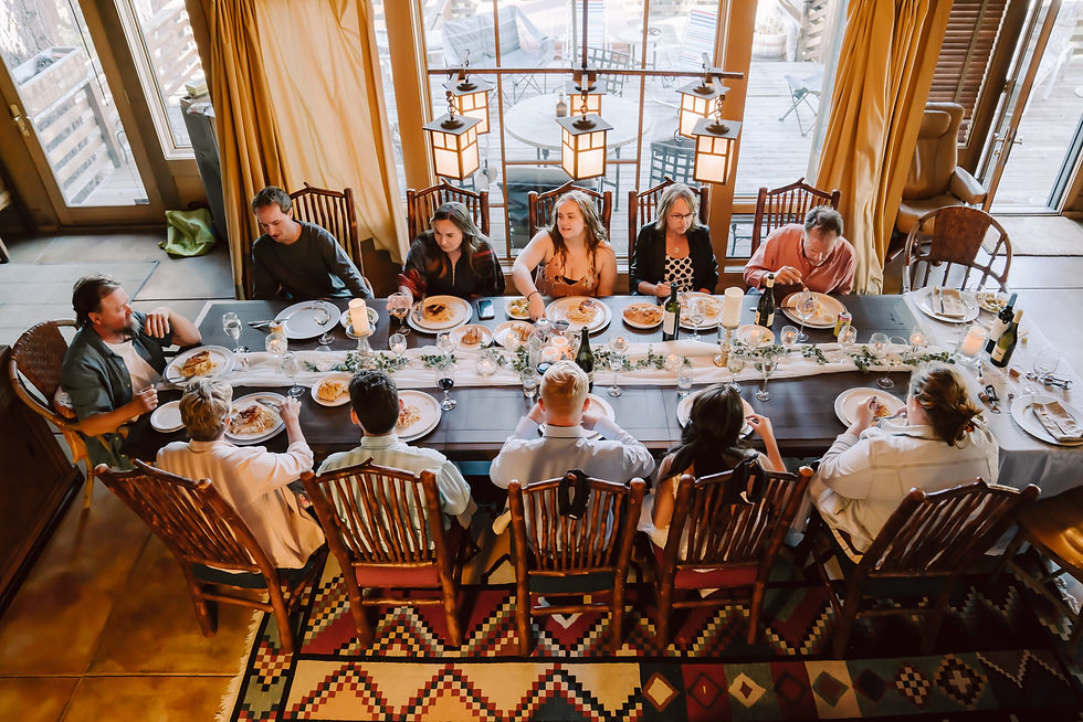 An elopement reception dinner with friends and family
