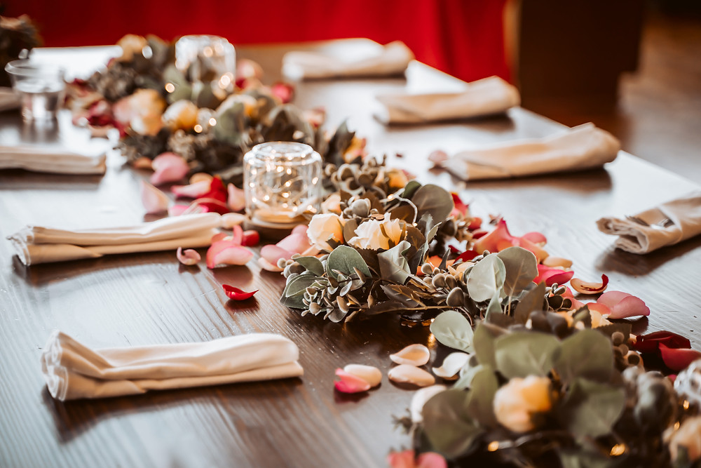 A small table setting for a small reception for an intimate wedding in Lake Tahoe