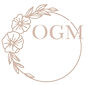 Logo with a ring of flowers and letters OGM