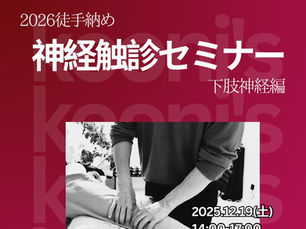 【12/19(土)開催】kooni's 2026徒手納め「神経触診セミナー〜下肢神経編〜」＆忘年会のお知らせ