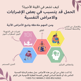 Arabic version of post identifying mental health symptoms caused by pregnancy.