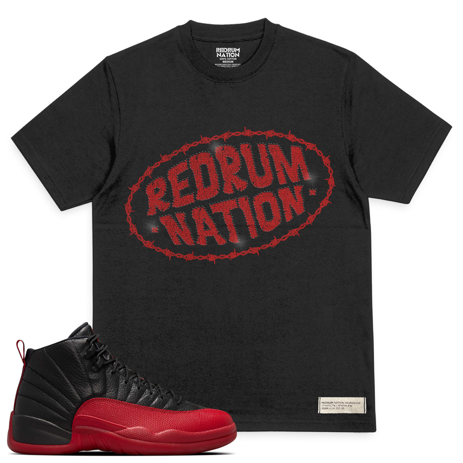 Flu Game 12 Redrum Nation V32 Rhinestone T-Shirt