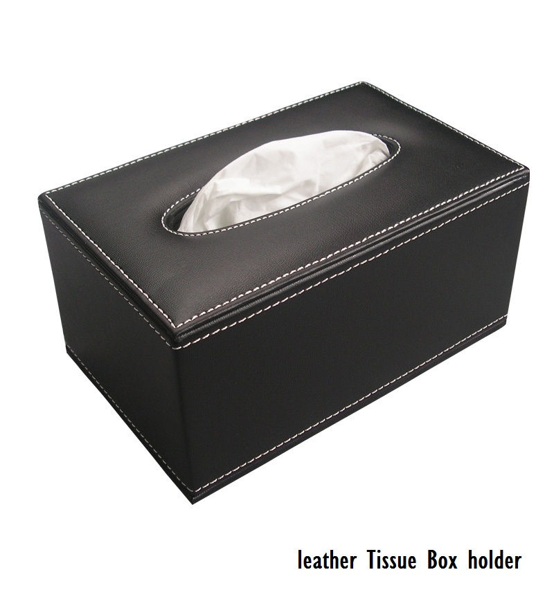 Leather tissue box holder