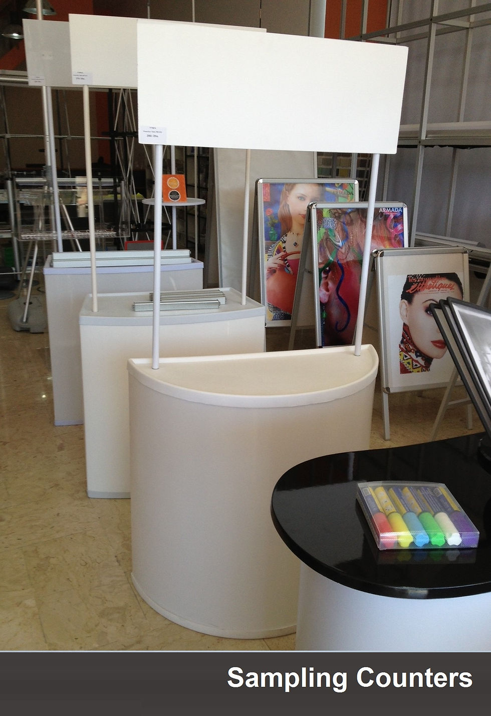 display stands-sampling counters- for exhibitions