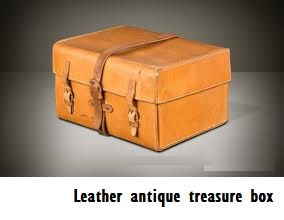Leather antique treasure box