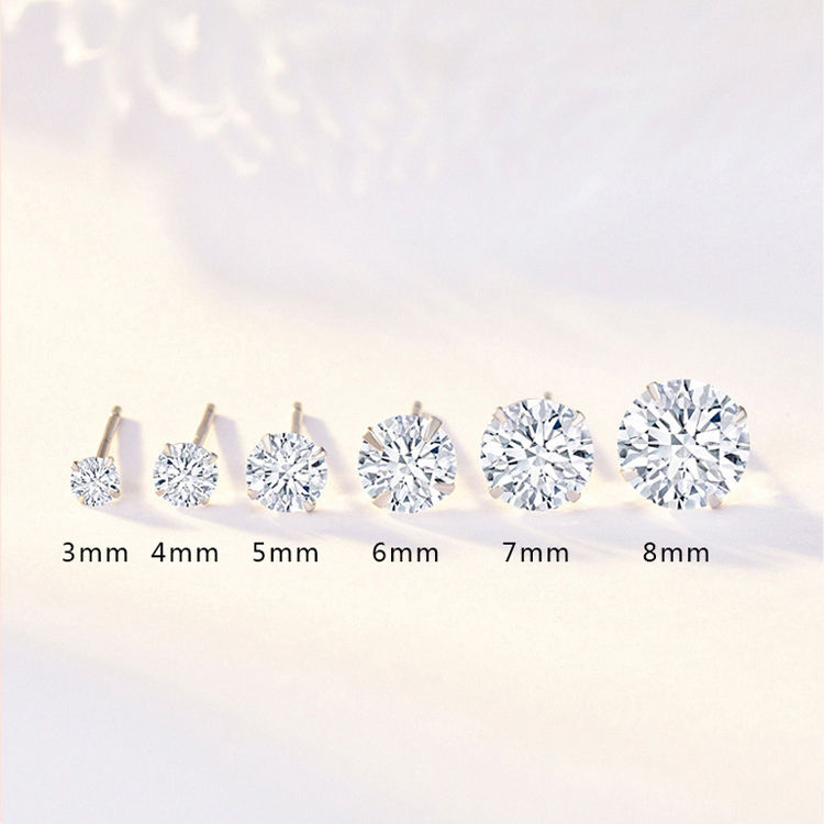 Thumbnail: Crystal Zircon Real 925 Sterling Silver Earrings Channel  Cubic Zirconia Silver 