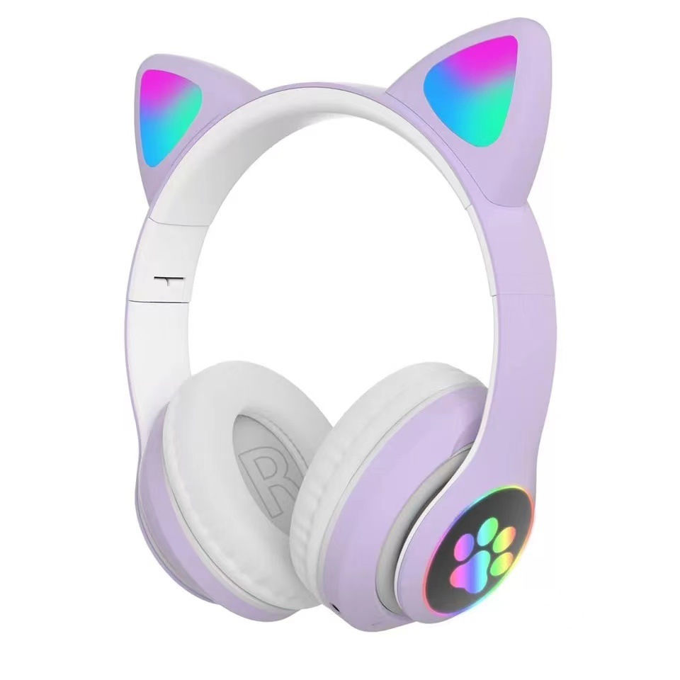 Thumbnail: Newest STN-28 Wireless Headset Cat Ear 5.0 Bluetooth Headphones LED Flashing Lig
