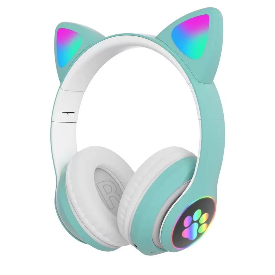 Thumbnail: Newest STN-28 Wireless Headset Cat Ear 5.0 Bluetooth Headphones LED Flashing Lig