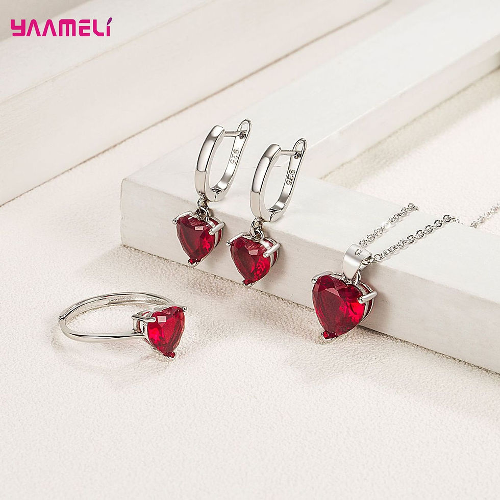 Thumbnail: Fine 925 Sterling Silver Color Jewelry Gift Sets for Women Female Romantic Heart