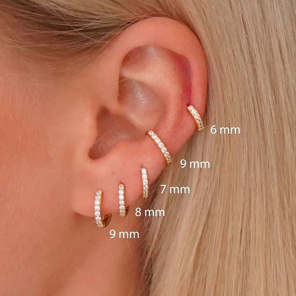 1 Pair Stainless Steel Cubic Zirconia Minimal Hoop Earrings for Women Small Hugg