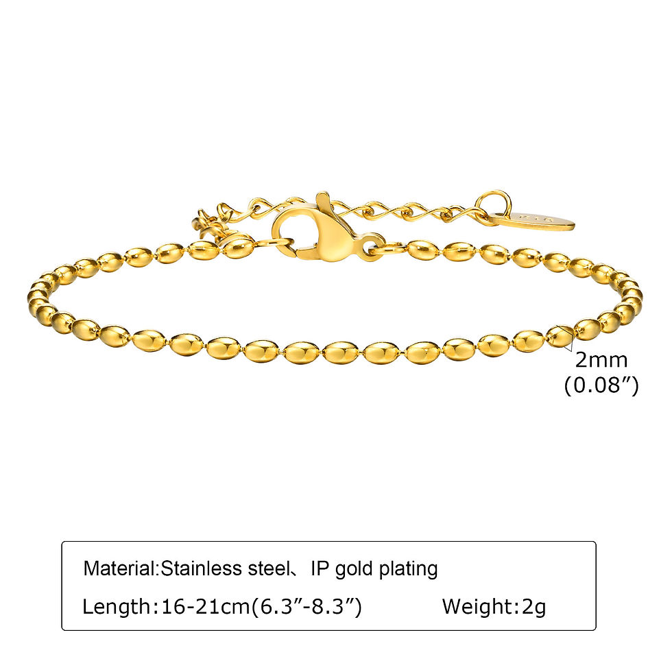 Thumbnail: Non Tarnish Stainless Steel Bracelet Gold Plated Stackable for Women, Thin Herri