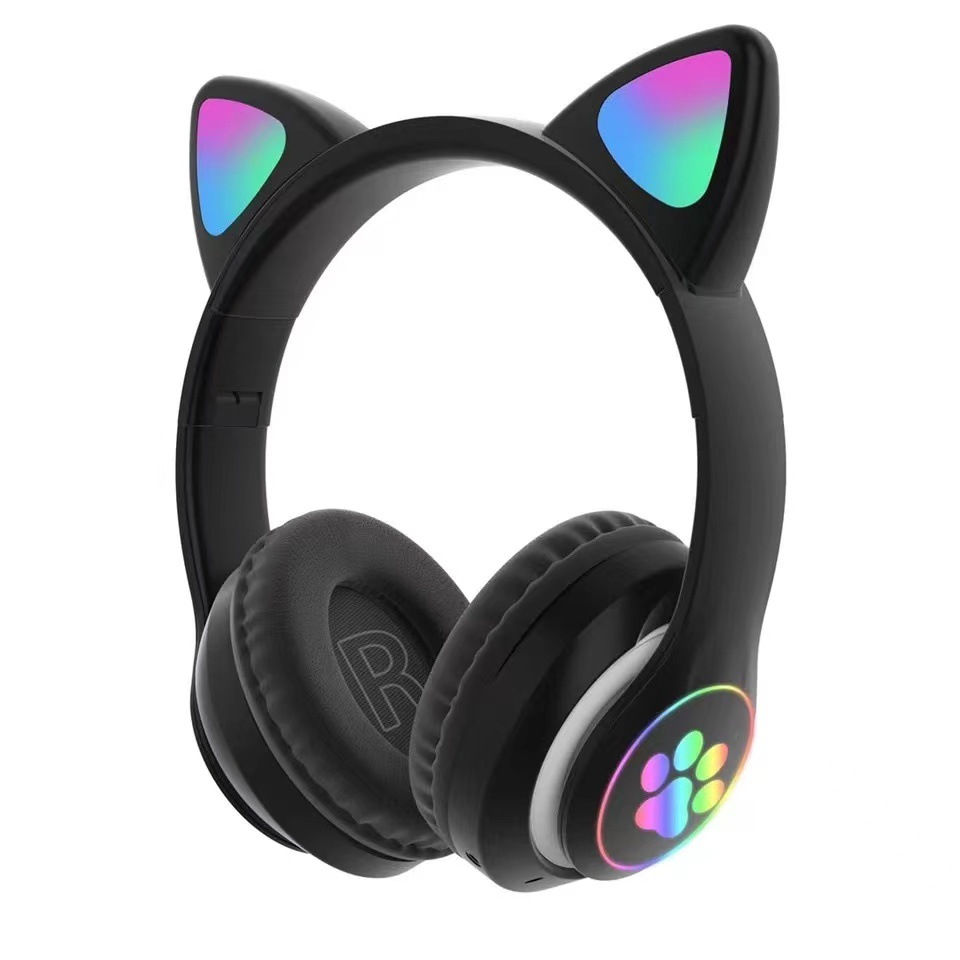 Thumbnail: Newest STN-28 Wireless Headset Cat Ear 5.0 Bluetooth Headphones LED Flashing Lig