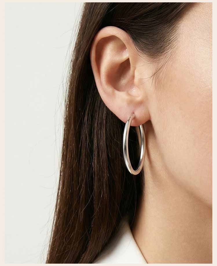 Thumbnail: Stainless Steel Big Circle Hoop Earrings for Women,Gold Plated Hypoallergenic No
