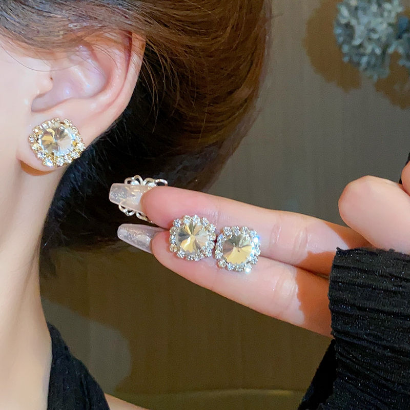 Thumbnail: Luxury Green Rhinestone Necklace Stud Earrings For Women Crystal Choker Necklace