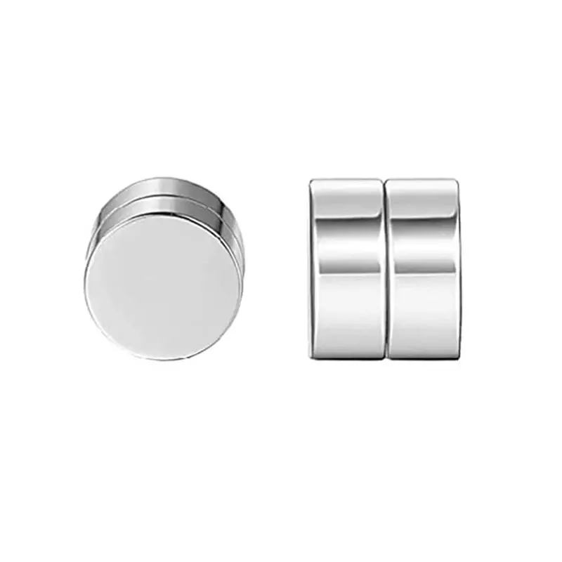 Thumbnail: 1 Pairs Crystal Strong Magnetic Ear Stud Clip Earrings for Men Women Punk Round 