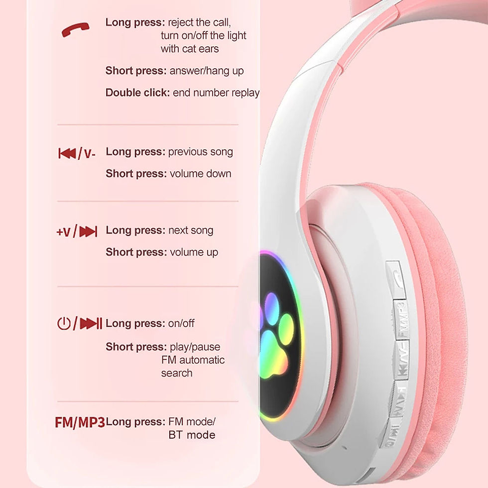 Thumbnail: Newest STN-28 Wireless Headset Cat Ear 5.0 Bluetooth Headphones LED Flashing Lig