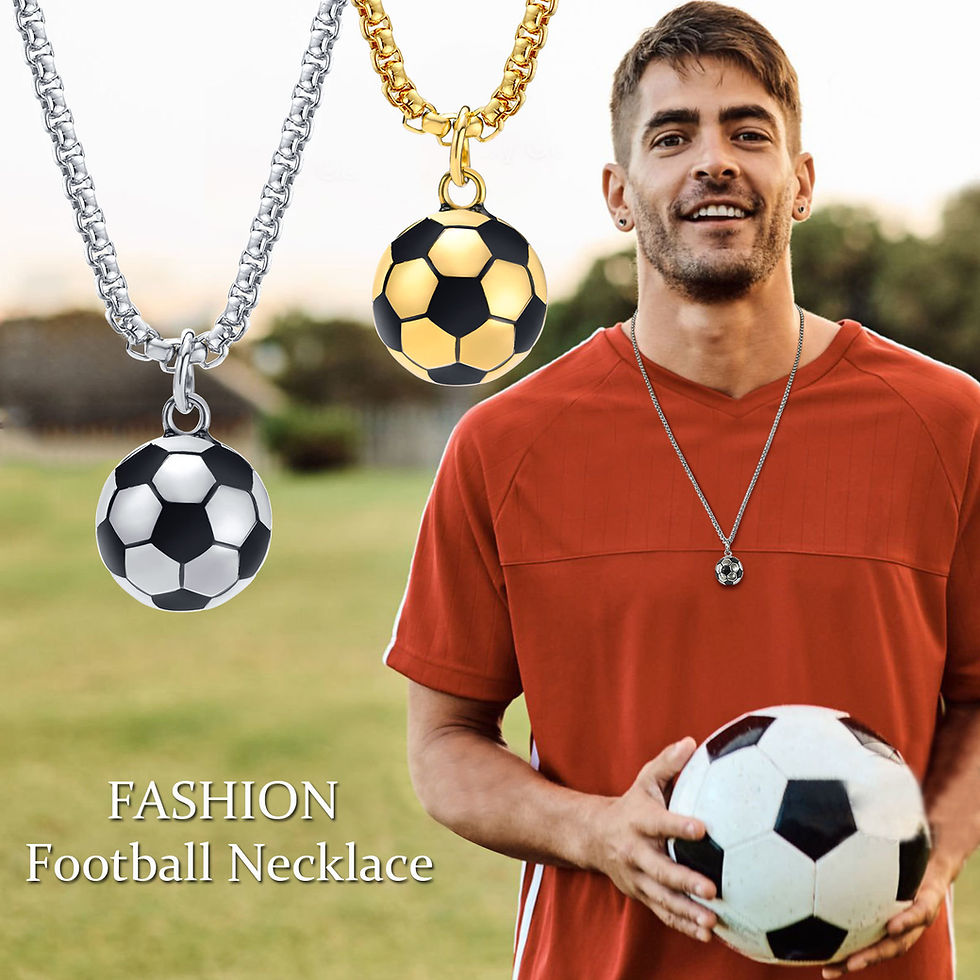 Thumbnail: Vnox 3D Football Necklaces for Men, Solid Stainless Steel Casual Scoocer Pendant