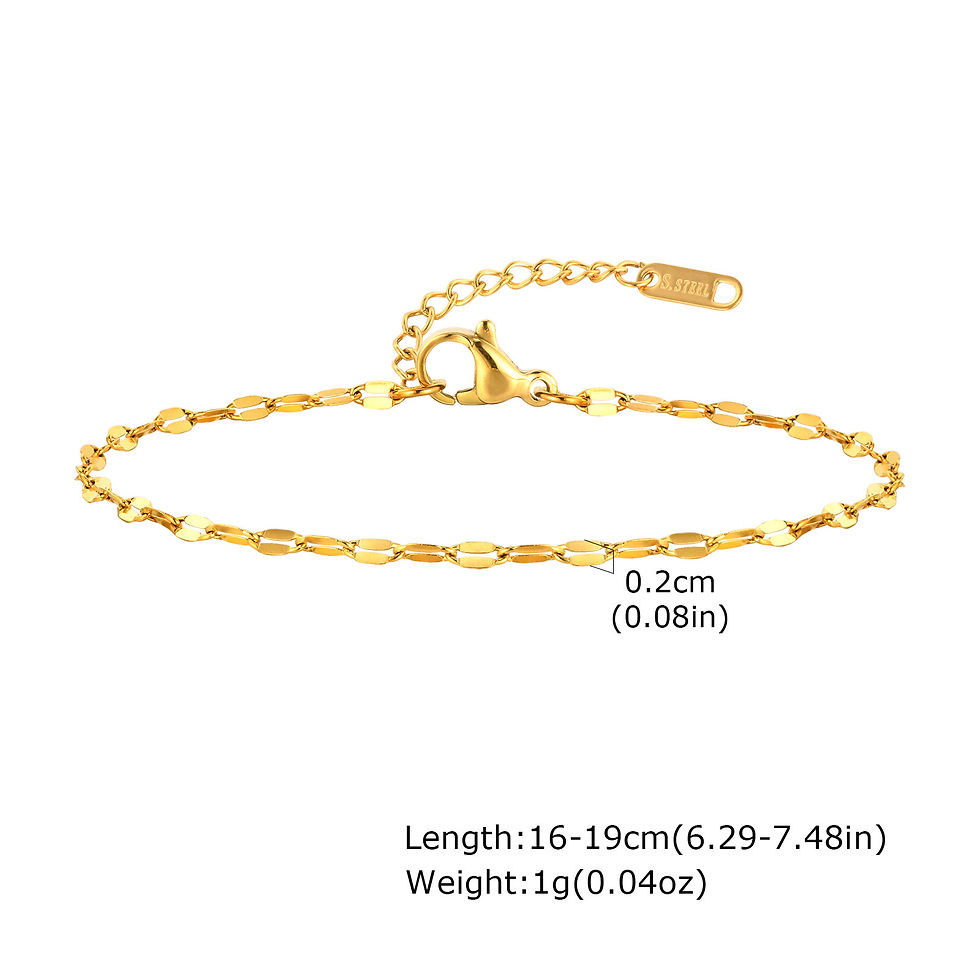 Thumbnail: Non Tarnish Stainless Steel Bracelet Gold Plated Stackable for Women, Thin Herri