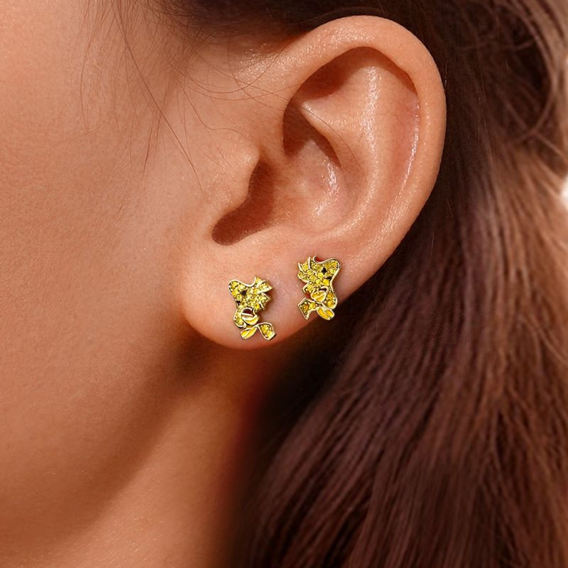Thumbnail: 2026 New 925 Sterling Silver Stitch Donald Duck Minnie Earrings With Zirconia Fa