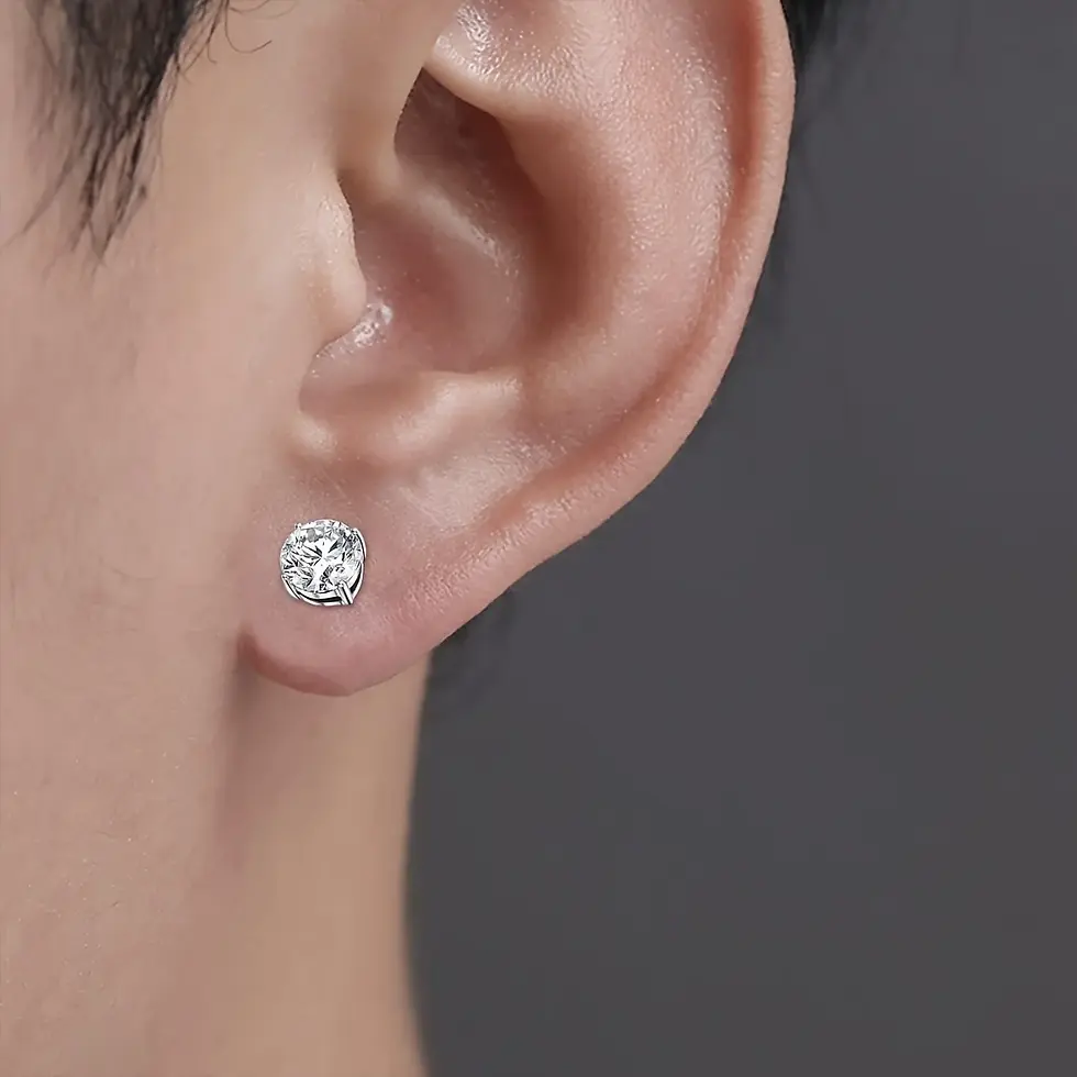 Thumbnail: 1 Pairs Crystal Strong Magnetic Ear Stud Clip Earrings for Men Women Punk Round 