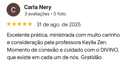 print de depoimento de cliente no google sobre aulas de yoga