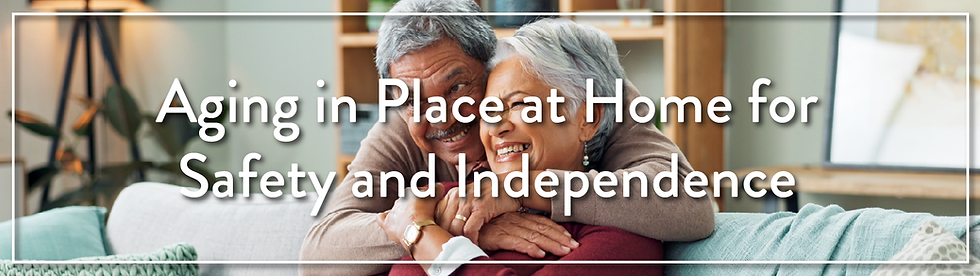 Aging in Place at Home for Safety and Independence. Couple hugging on a couch
