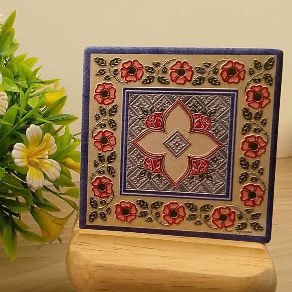 Peranakan Nyonya Tile Fridge Magnet - Petals