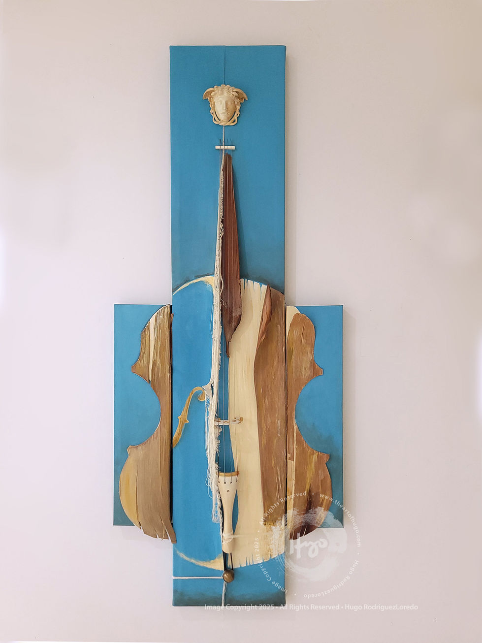 The Art of Hugo | The Medusa Cello | Cover image inspired by Cello and Classical Music. Sound art, cello art, and music is art. Center view.