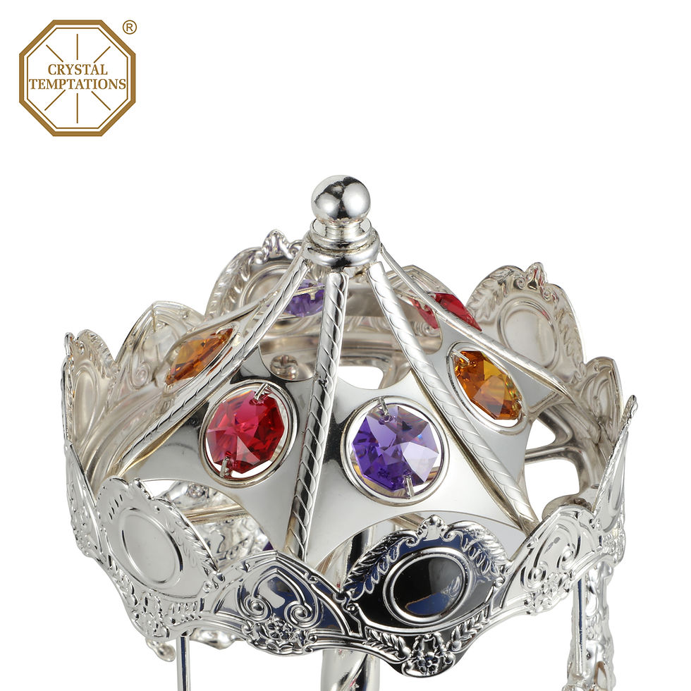 24K Gold Plated Carousel Crystal Music Box | CRYSTAL