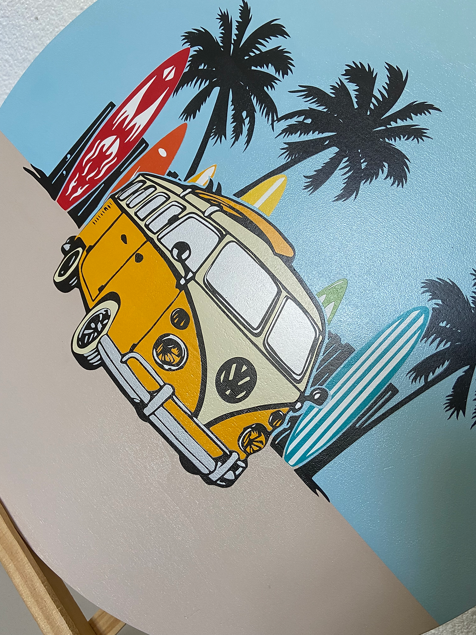 Miniature : Disque thème " Combi surf mandarine " diamètre 38cm