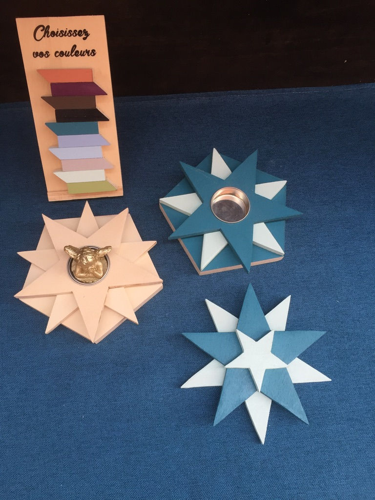 Miniature : Bougeoir étoilé + Décoration assortie couleurs modifiables