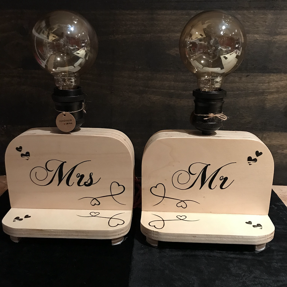 Miniature : Couple de Petites Lampes Mrs & Mr à personnaliser avec les prénoms