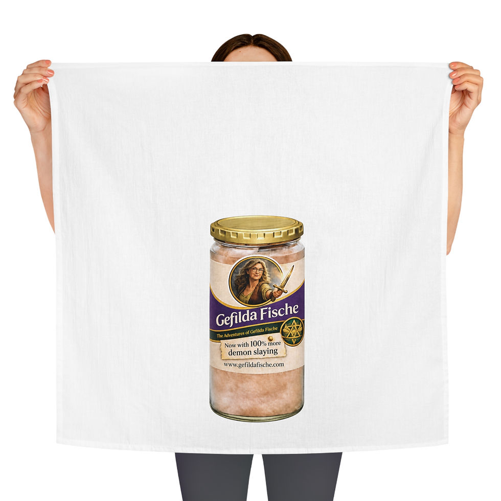 Thumbnail: Gefilda Fische Kitchen Towel – Funny Gefilte Fish Parody ("100% Demon Slaying")