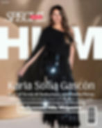 Karla Sofía Gascón in black dress on magazine cover with text "Karla Sofía Gascón," "Hollywood Hills Magazine," and "Special Edition." Tan background. Cover Design: Avi Wiseman, Photography: Juan Martin, Dress Designer: Pablo Erroz