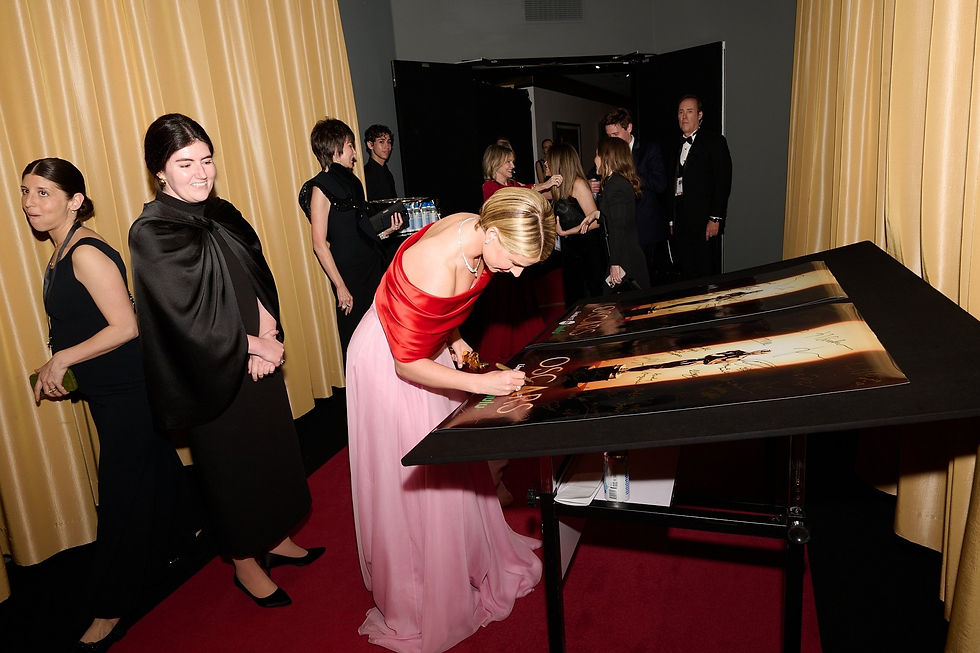 Jessie Buckley backstage with the Oscar® for Actress in a Leading Role during the 98th Oscars® at Dolby® Theatre at Ovation Hollywood ©A.M.P.A.S.®