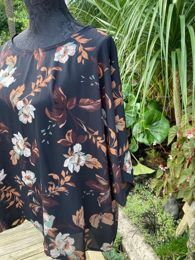 Swansea Top (black floral print)
