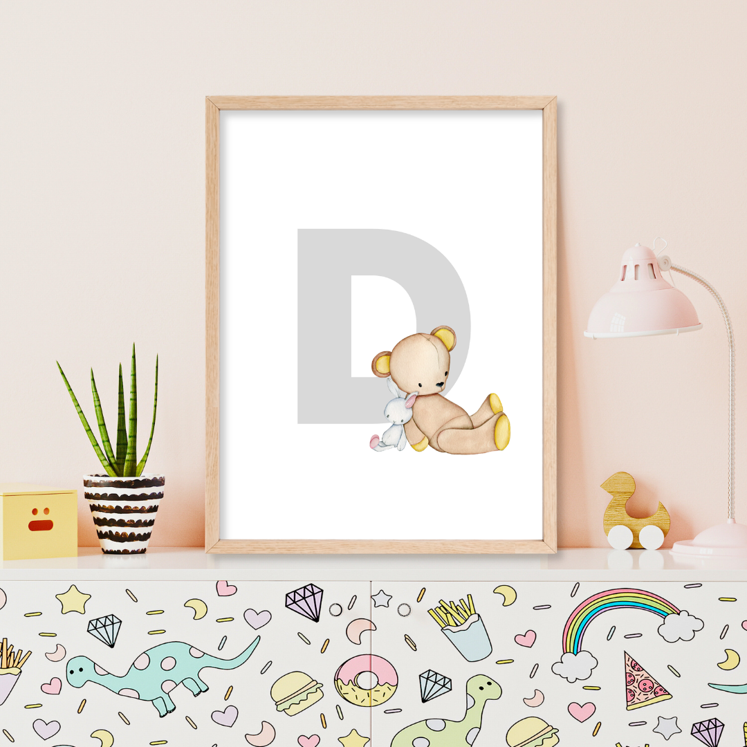 Cuadros de Iniciales y Animales de Peluche