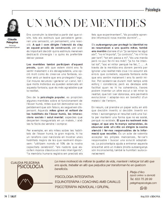 Claudia Pelegrina, publicació revista GIDONA maig 2026