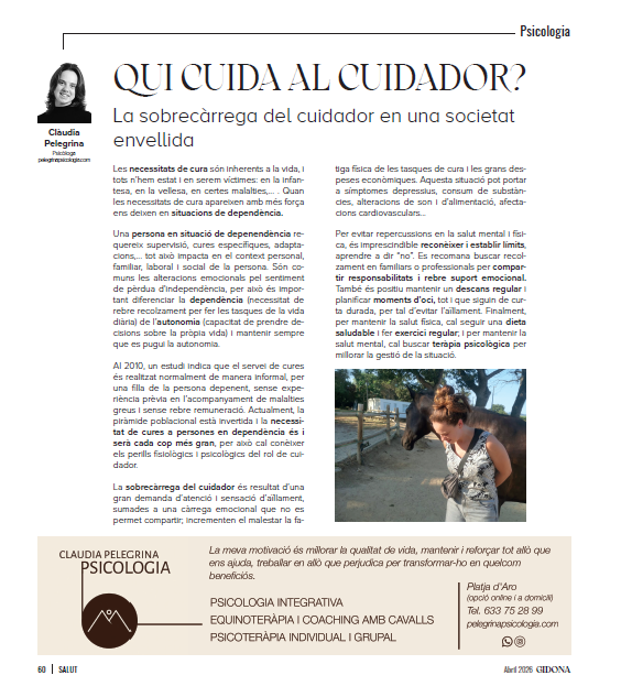 Claudia Pelegrina, publicació revista GIDONA abril 2026