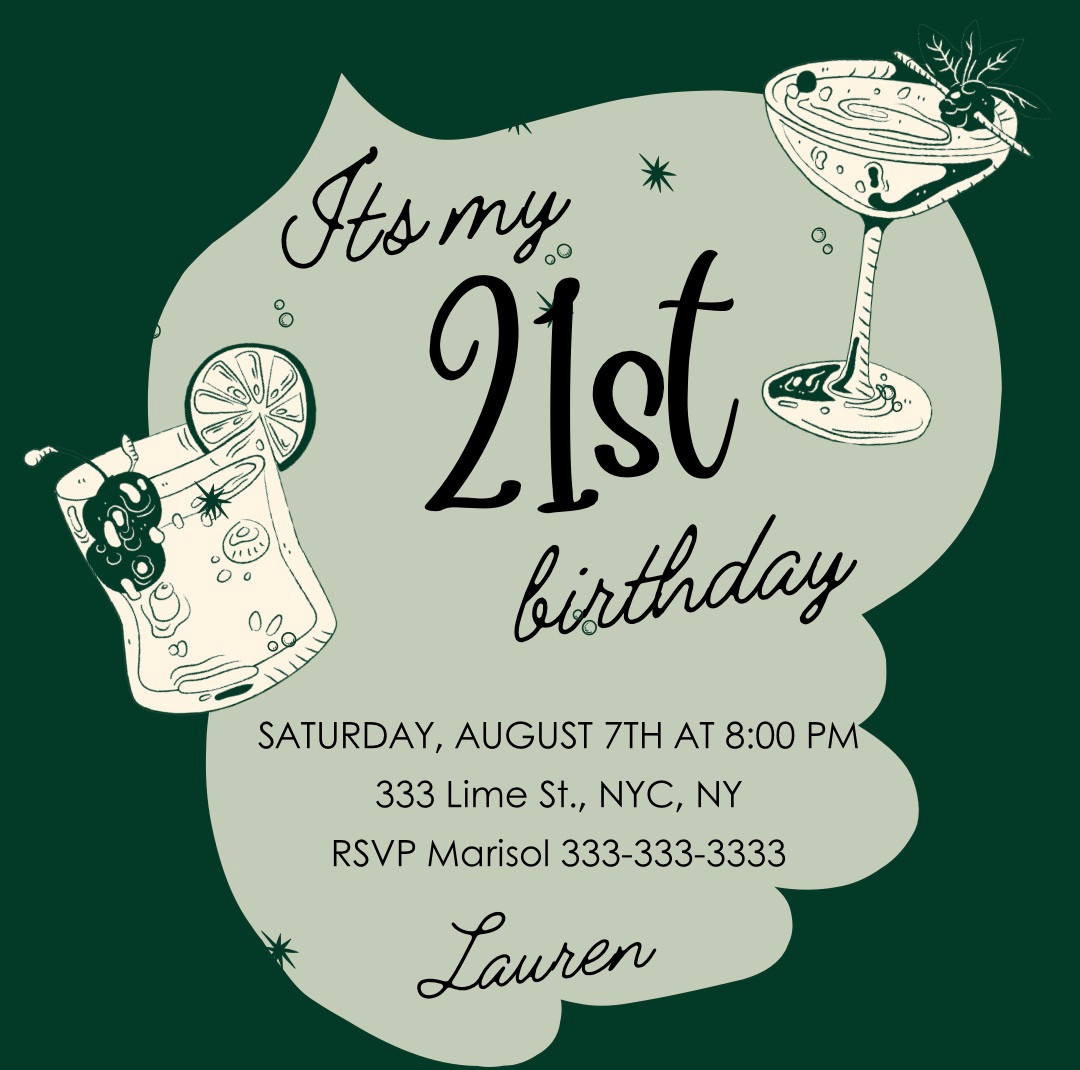 twenty one and thriving invite