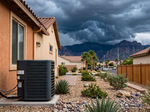 Whole-home surge protection in Las Vegas NV installed to protect AC compressor from monsoon lightning storms.