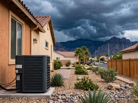 Whole-home surge protection in Las Vegas NV installed to protect AC compressor from monsoon lightning storms.