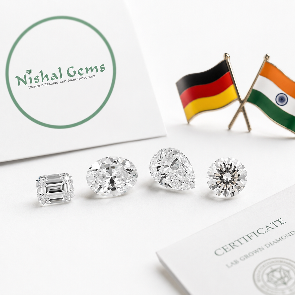 Certified lab grown diamonds ready for export from Surat India to Germany wholesale buyers