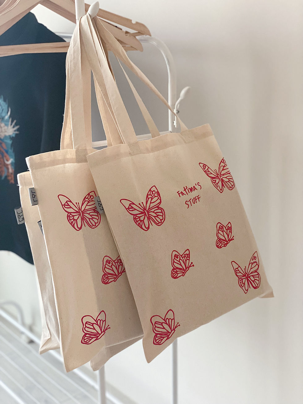 Thumbnail: Butterfly With Name Printed Tote Bag