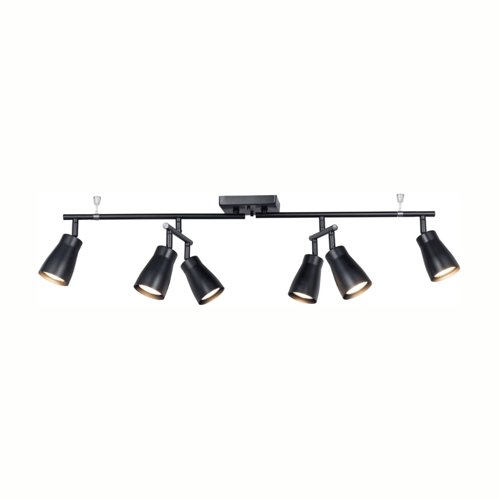 Modern 6-Light Matte Black Rotatable Industrial Track Lighting Fixture