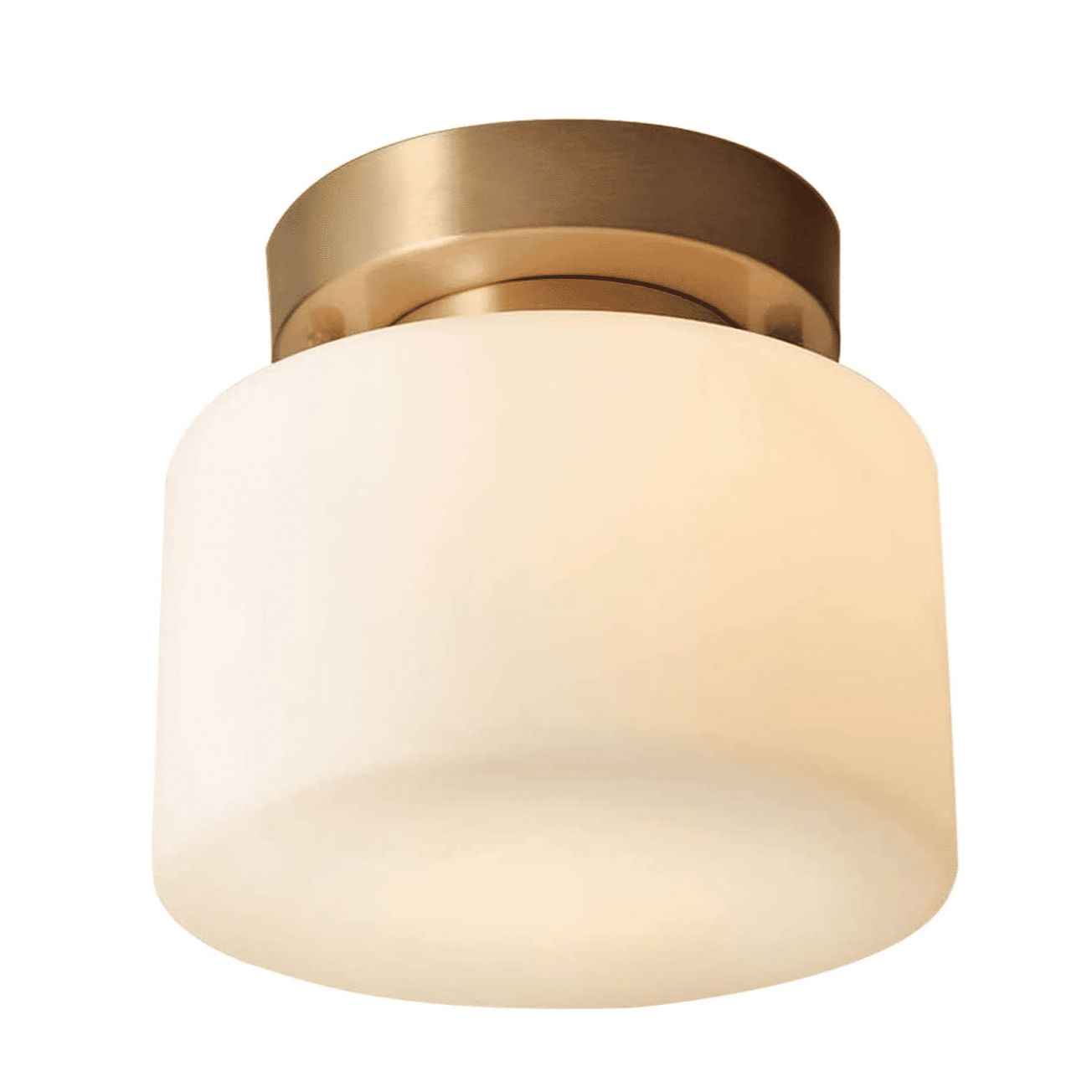 Modern Gold Brass Semi Flush Mount Milk Glass Globe Lamp Light