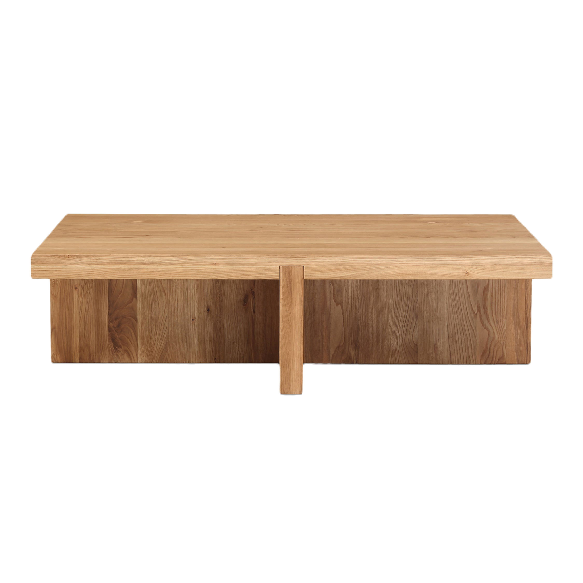 Handcrafted Solid Oak Rectangular Coffee Table with Natural Wood Grain