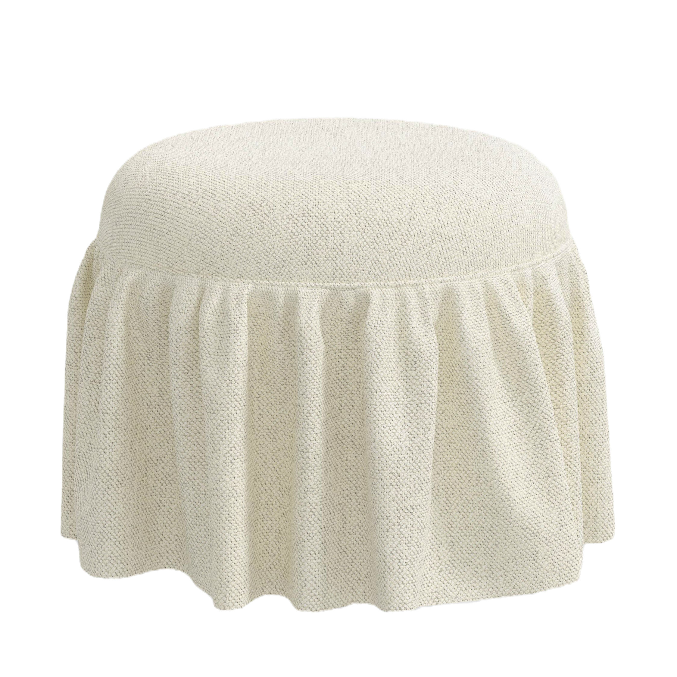 Charming Skirted Leary Ottoman in Premium Bespoke Upholstery