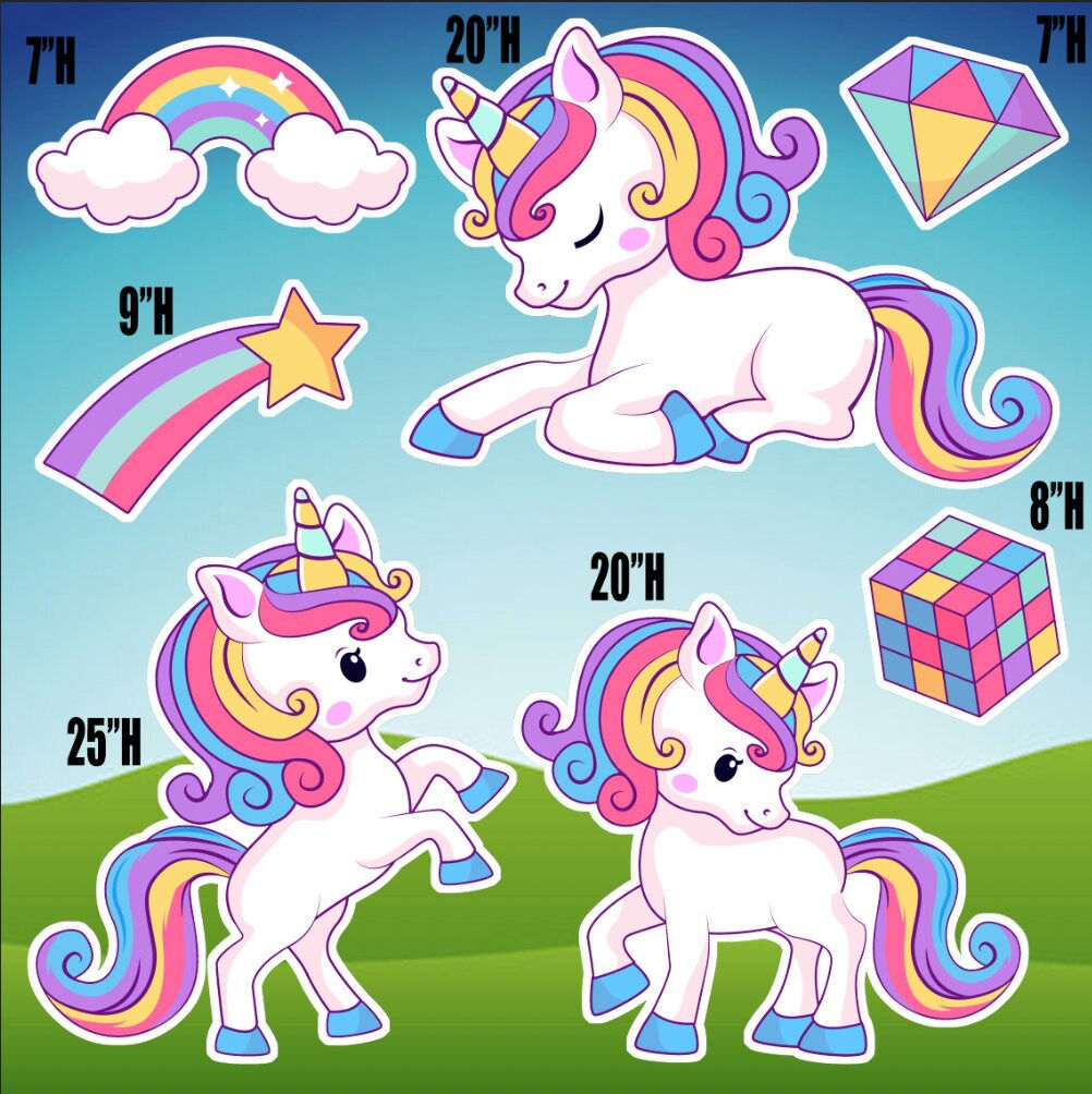 Party Props, Easy Party Decor, Unicorn theme, Unicorn Cutouts